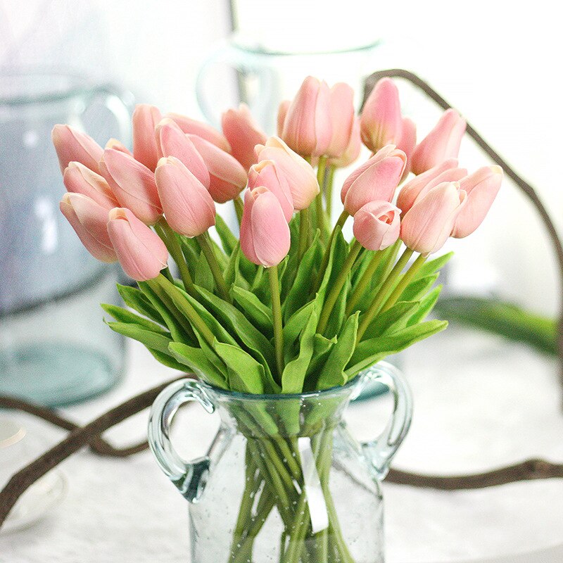 1pc pu tulipan kunstig blomst ekte touch mini tulipan hjem bryllup dekorasjon blomst: 7
