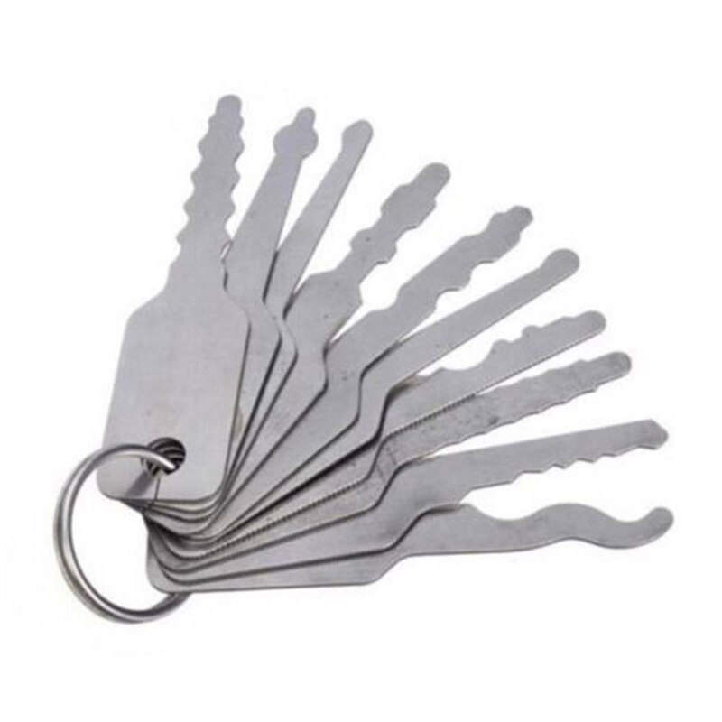 10Pcs/Set Car Stainless Jiggler Keys Dual Sided Car Unlock Lock Open Repair Tool Kit Accessories