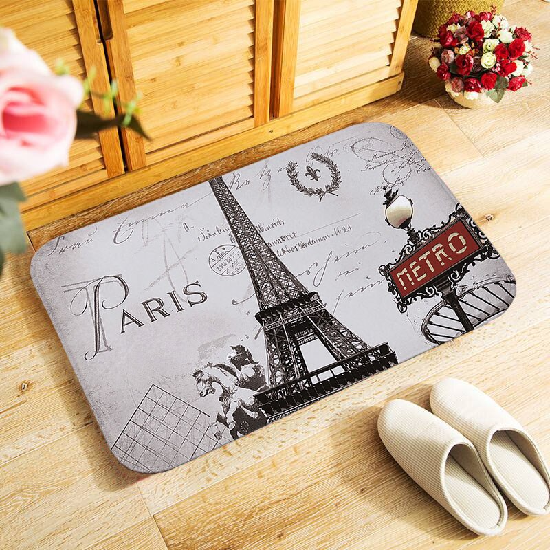 40 x 60cm buitendeurmat, klein vloerkleed voor slaapkamer, keuken, hal, deurmat, antislip, retro, europa, parijs, schilderachtig: Mu 226
