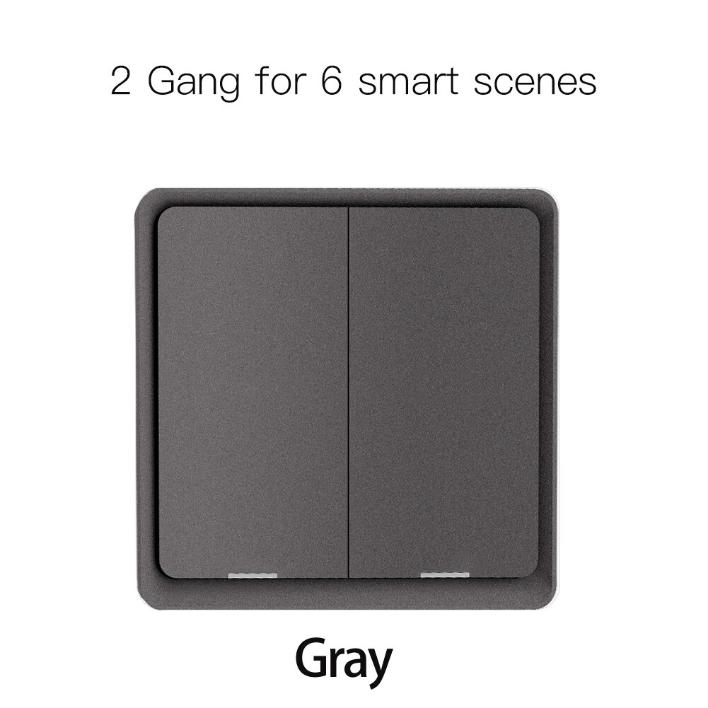 4 Gang Tuya ZigBee Wireless 12 Scene Switch Push Button Controller Battery Powered Automation Scenario for Tuya Devices: 2 Gang Gray