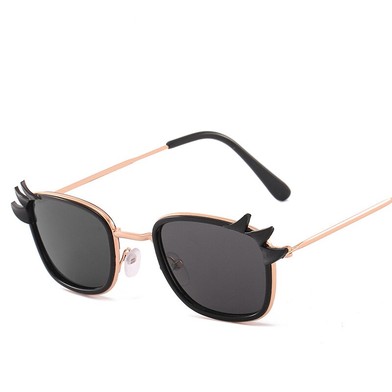 Ankom øyenvippeformet baby 3-8 år jenter solbriller gylden metall kattøyebriller årgang beskytte  uv400 briller  n362: Svart måke