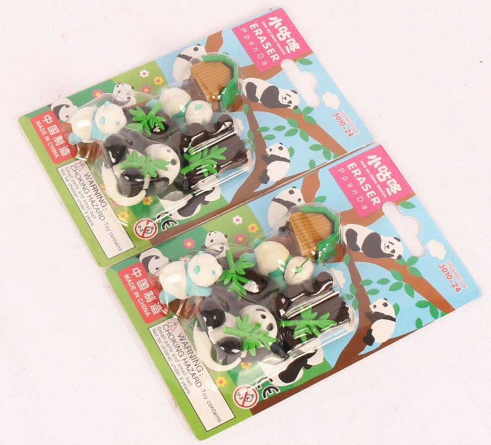 Eraser Set Cute panda house plant Writing Drawing Rubber Pencil Erasers Stationery For Kids school supplies students prize