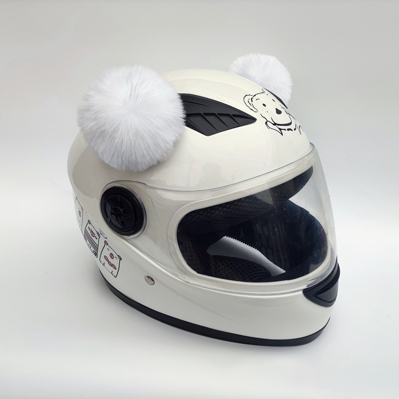 Decoración de orejas de gato para casco de motocicleta, pegatinas de felpa bonitas, casco de Motocross, cara completa, decoración de casco todoterreno, estilo de Cosplay: Naranja