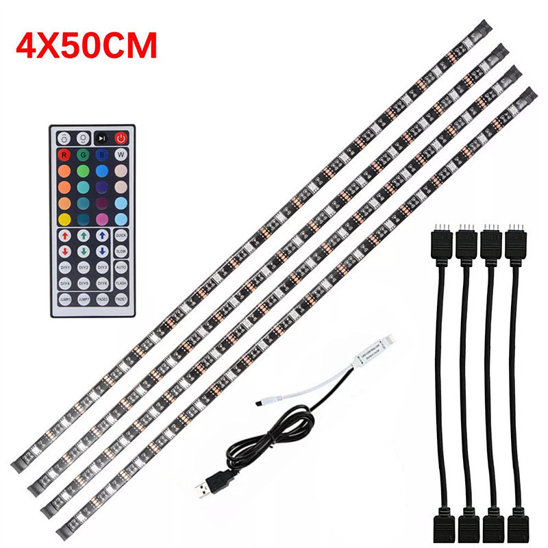 DC5V USB Cable LED strip light lamp SMD 5050 TV Background Lighting Kit Desktop Background Lamp for TV Computer Display Screen: Black 4x50 / Non waterproof