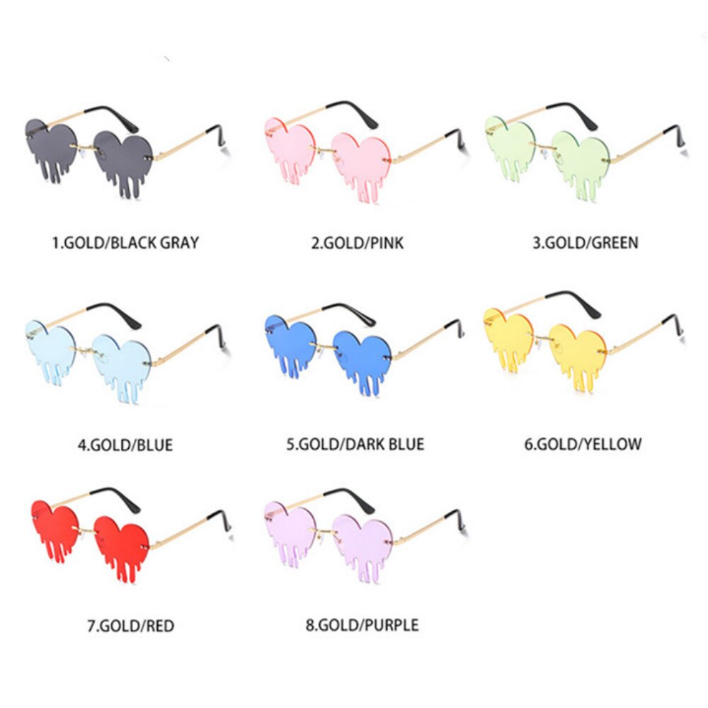 Heart Rimless Sunglasses Women 2022 Tears Shape Steampunk Sunglasses Unique Vintage Eyewear UV400 Oculos Feminino