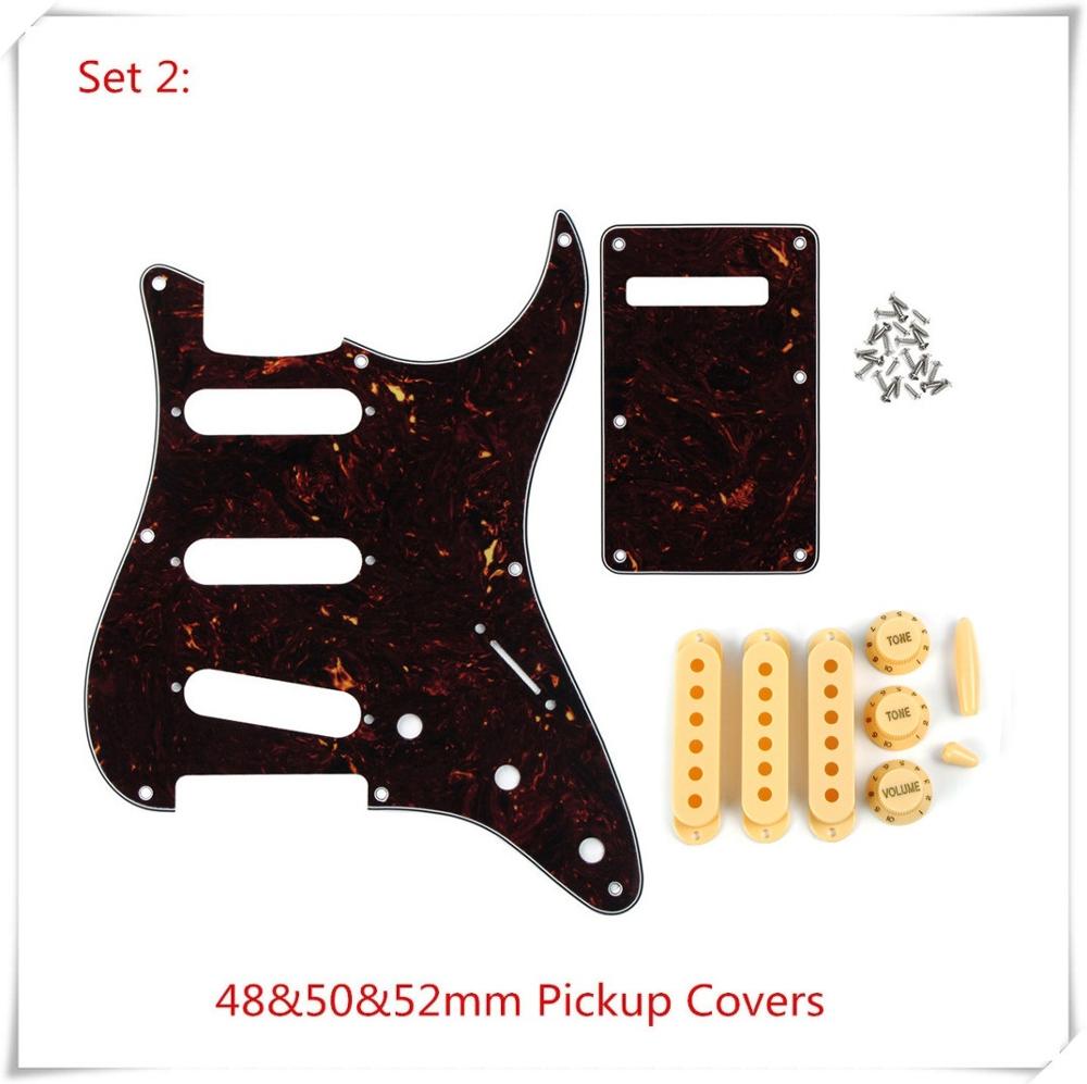 Brown Tortoise 8 Hole SSS Strat Guitar Pickguard Back Plate Pickup Covers Guitar Knobs Volume Button Cap Guitar Parts: 48mm50mm52mm