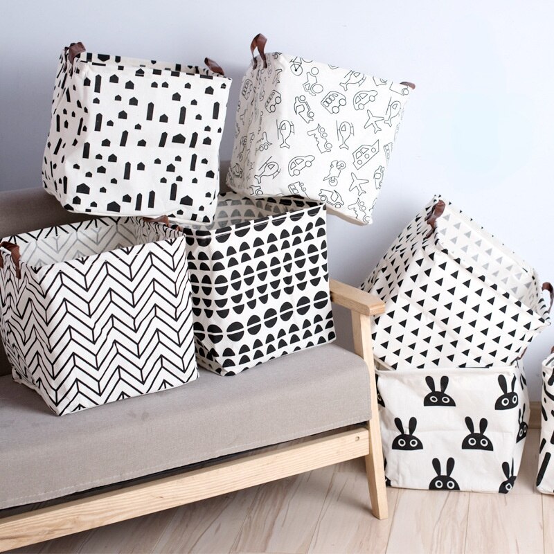 Organiseur de rangement nordique pour linge, grand espace, poignée pliable, panier à linge