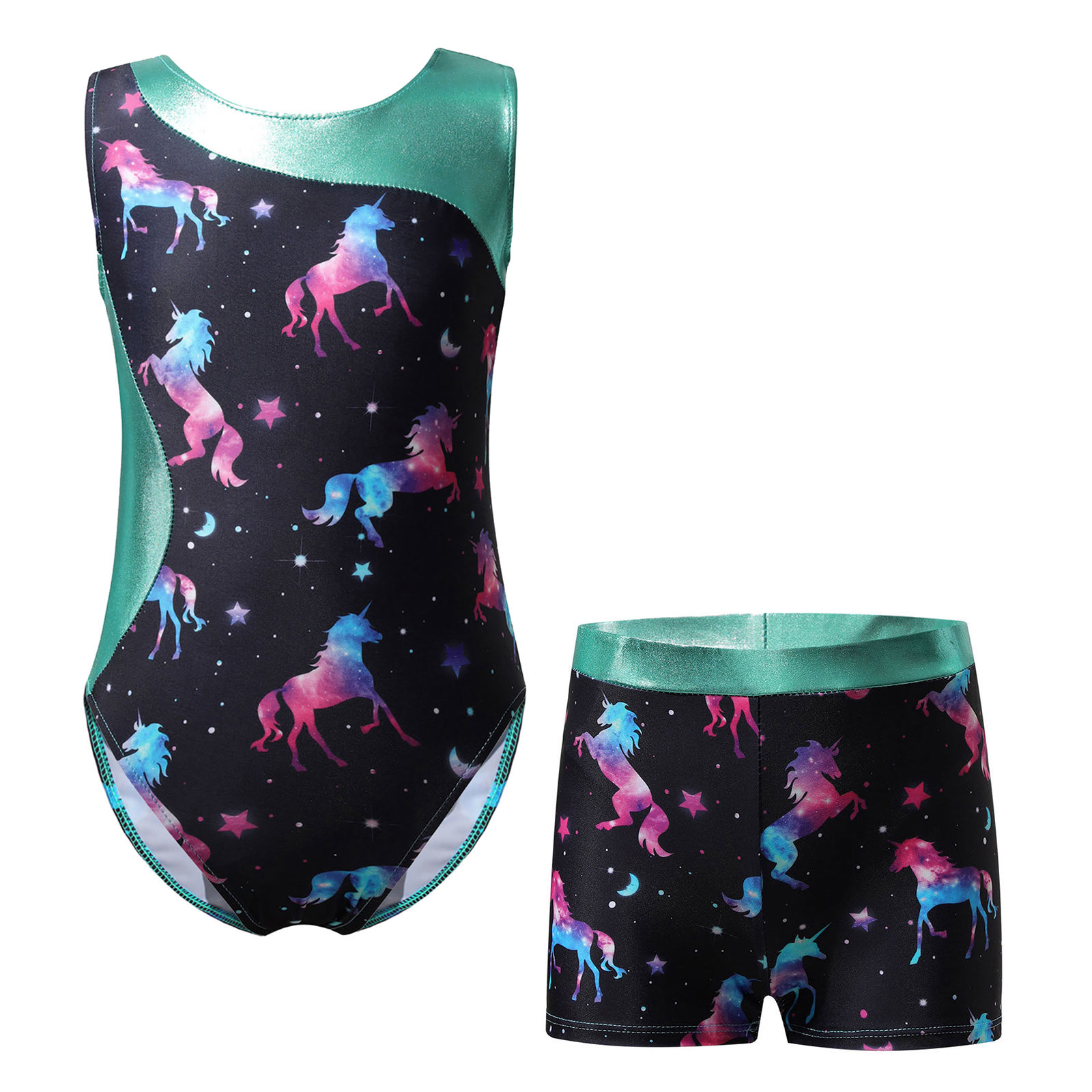 Leotardo de Ballet para niños y niñas, Body de gimnasia sin mangas con pantalones cortos, ropa de baile para clase de baile, entrenamiento, actuación en escenario: XXS / Oro
