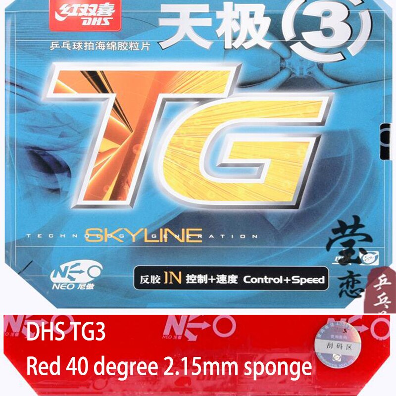 DHS NEO TG3 – caoutchouc de Tennis de Table avec éponge, ping-pong, sports de raquette, Original, NEO Skyline-TG3: 40 2.15 red