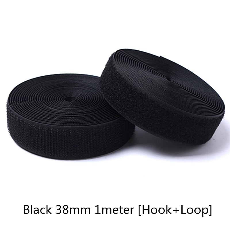 1M Strong Velcros Adhesive Hook Loop Fastener Tape Strip Nylon Sticker Velcro for Sewing DIY No Glue 16/20/25/30/38/50/100/150mm: black-38mm-1meter