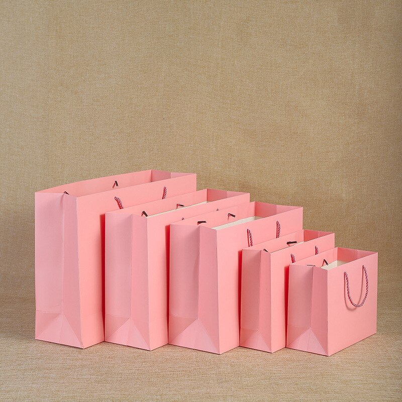 Roze Horizontale Verticale 1 Pcs Kraftpapier Draagbare Bags Party Bruiloft Benodigdheden Wikkelen Nemen Verpakking Papieren Zakken