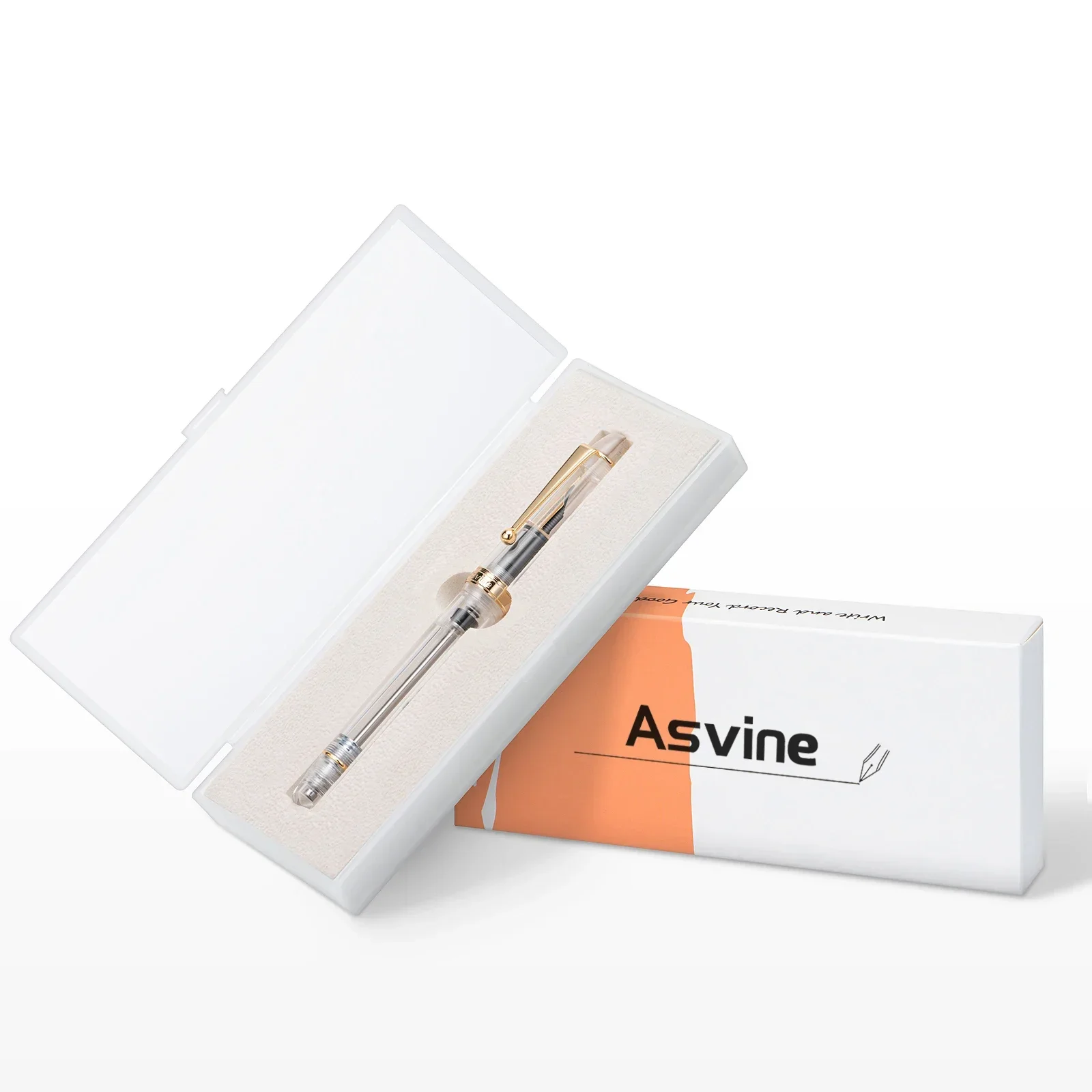 Asvine V126 Vacuum Filling Fountain Pen EF/F/M Nib Beautiful Transparent Ink Pen Writing Set: Navy Blue / OBB