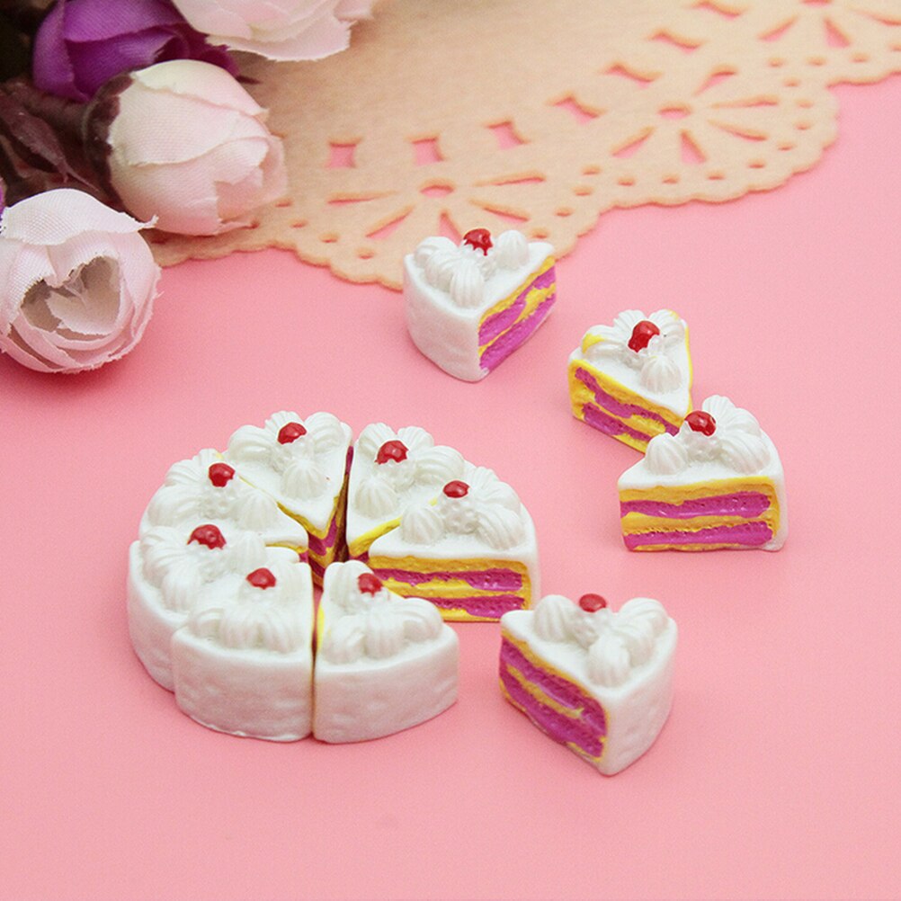 10Pcs Leuke Kawaii Plat Diy Miniatuur Kunstmatige Nep Voedsel Cake Resin Cabochon Decoratieve Craft Speel Pop: 3