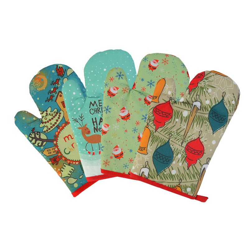 Gants anti-brûlure en coton pour micro-ondes, fournitures de cuisine, maniques anti-brûlure, décor de fête de noël à la maison, 2 pièces/ensemble