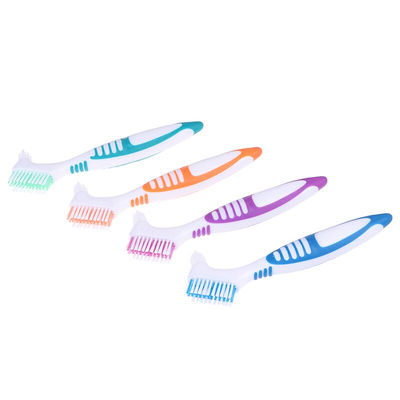 Cepillo de dientes ergonómico, limpieza de dentaduras, cerdas de varias capas, dentadura postiza