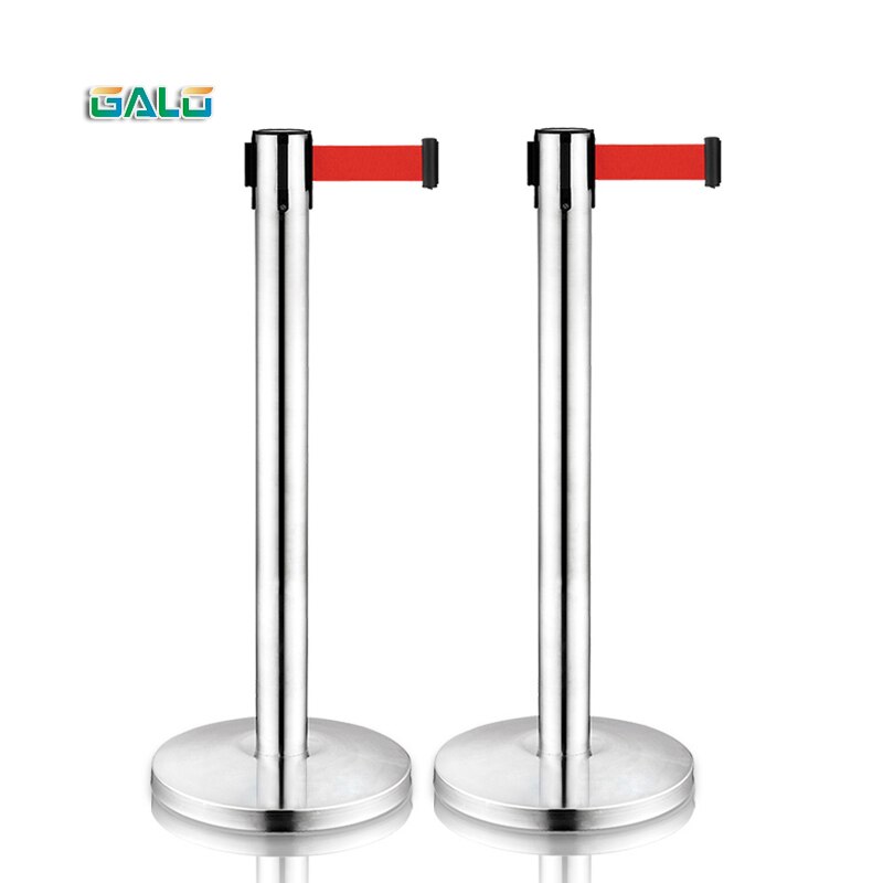 3meters Stainless Steel Warning Line Traffic queue barrier post Crowd Control Barrier 2pcs a Pair for: Red