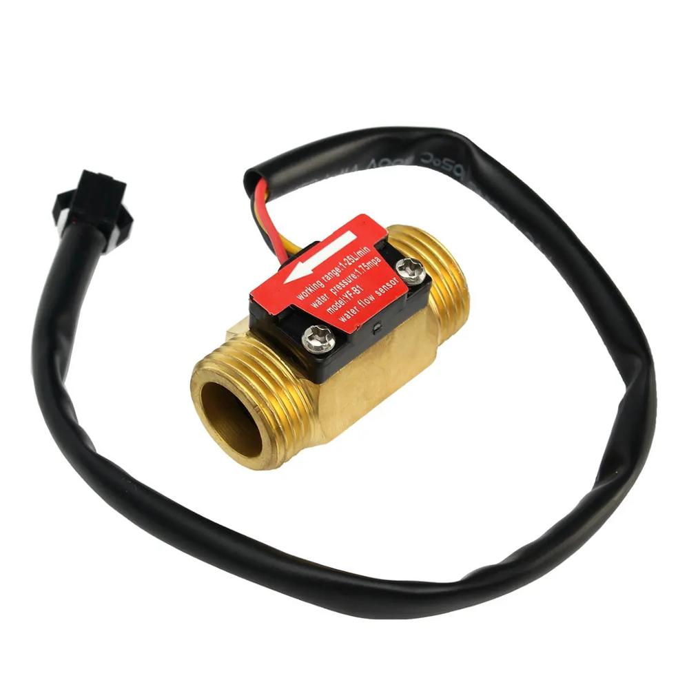 Copper Water Flow Sensor - 1.75Mpa G1/2 Pulse Hall Switch - 1-25L/Min Flow Rate