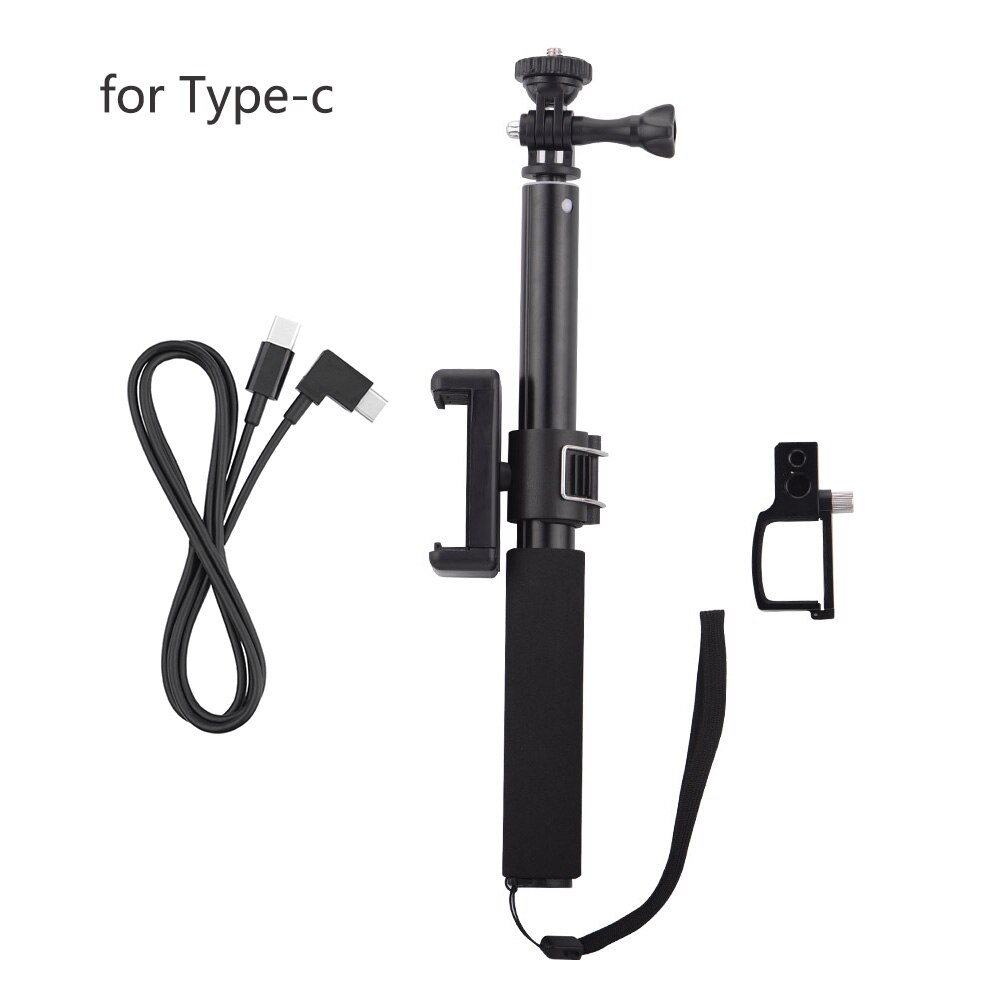 Selfie Stick for DJI POCKET 2 Handheld Gimbal Stabilizer Cable for Type-c IOS Android Phone Clip Module Extension Pole Accessory: black