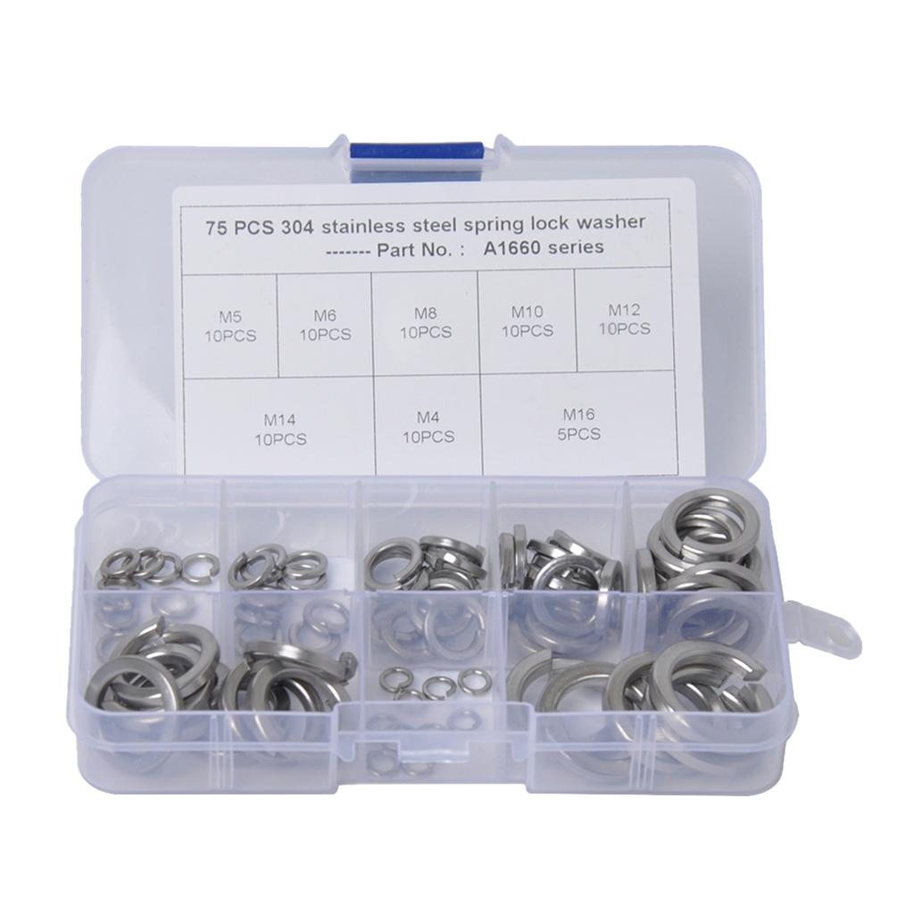 Split Lock Spring Washers - M3//M5/M6/M8/M10/M12/M14/M16 - Stainless Steel