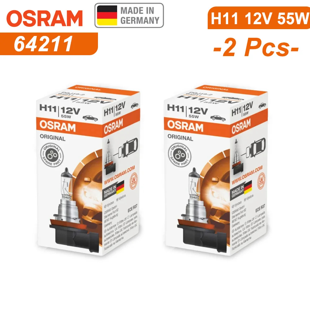 OSRAM Original H11 12V 55W 64211 PGJ19-2 ligne voiture halogène phare Auto ampoule 3200K lampe Standard OEM fabriqué en allemagne: Bleu de Crésol