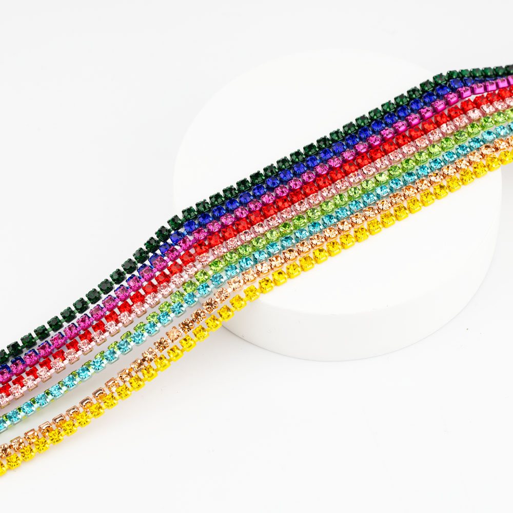 Carlow 10Yard/Rol Primaire Kleur Glas Kristallen Steentjes Ketting Naaien Op Close Cup Strass Kettingen Rol Voor Tas Decoratie