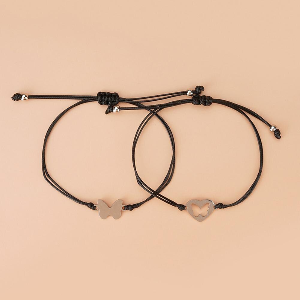 2 Stks/set Moederdag Kaart Armband Europa Amerika Holle En Staal Creatieve Vlinder Armband Stof Y1U2