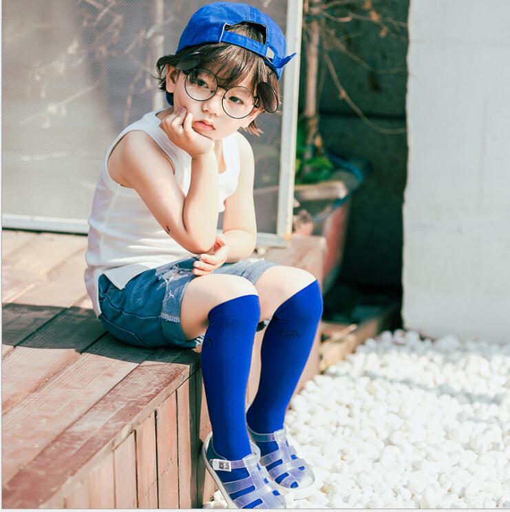 Estate bambini 3-8 anni animale velluto ultra-sottile ginocchio calzini del tubo rosso giallo blu verde colore della caramella calzini per bambini per bambini