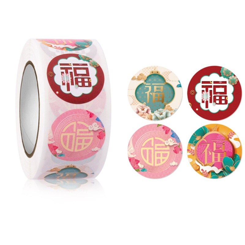 500 Pcs/Roll Year Wishes Stickers Blessing Stickers Wrapping Sticker for Chocolate Candies Party Favor Decor 101A: HA187