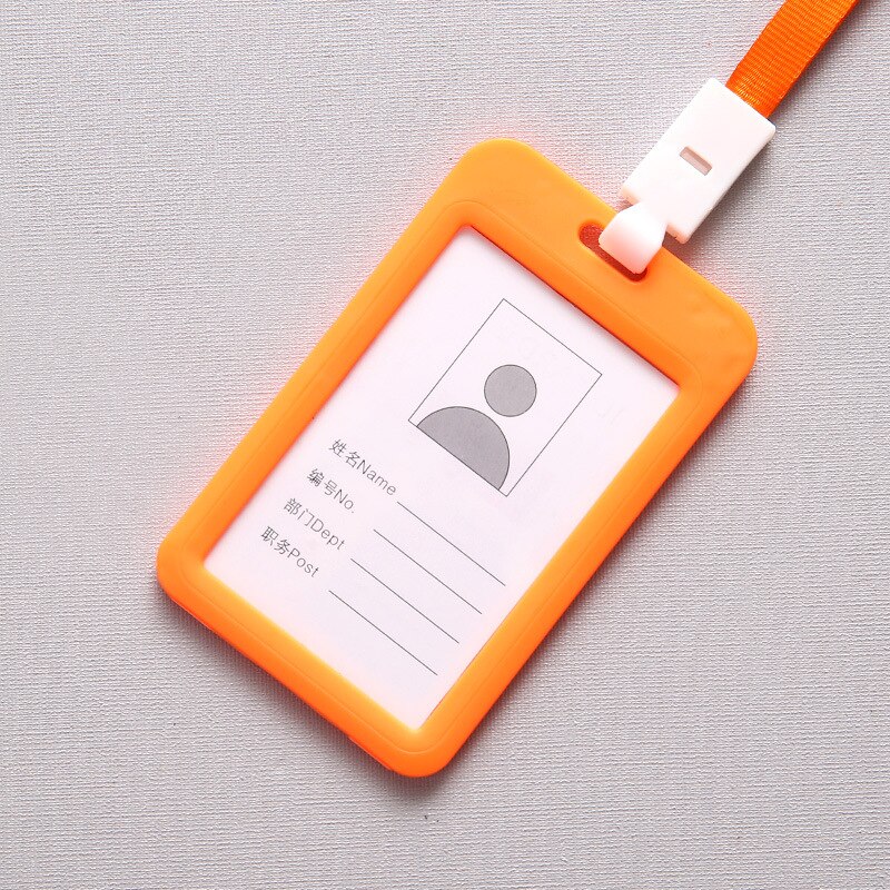 805 Multicolor Name Credit Card Holders Bank Card Bus ID Identity Rope Badge Holder School student office Supplies: Orange