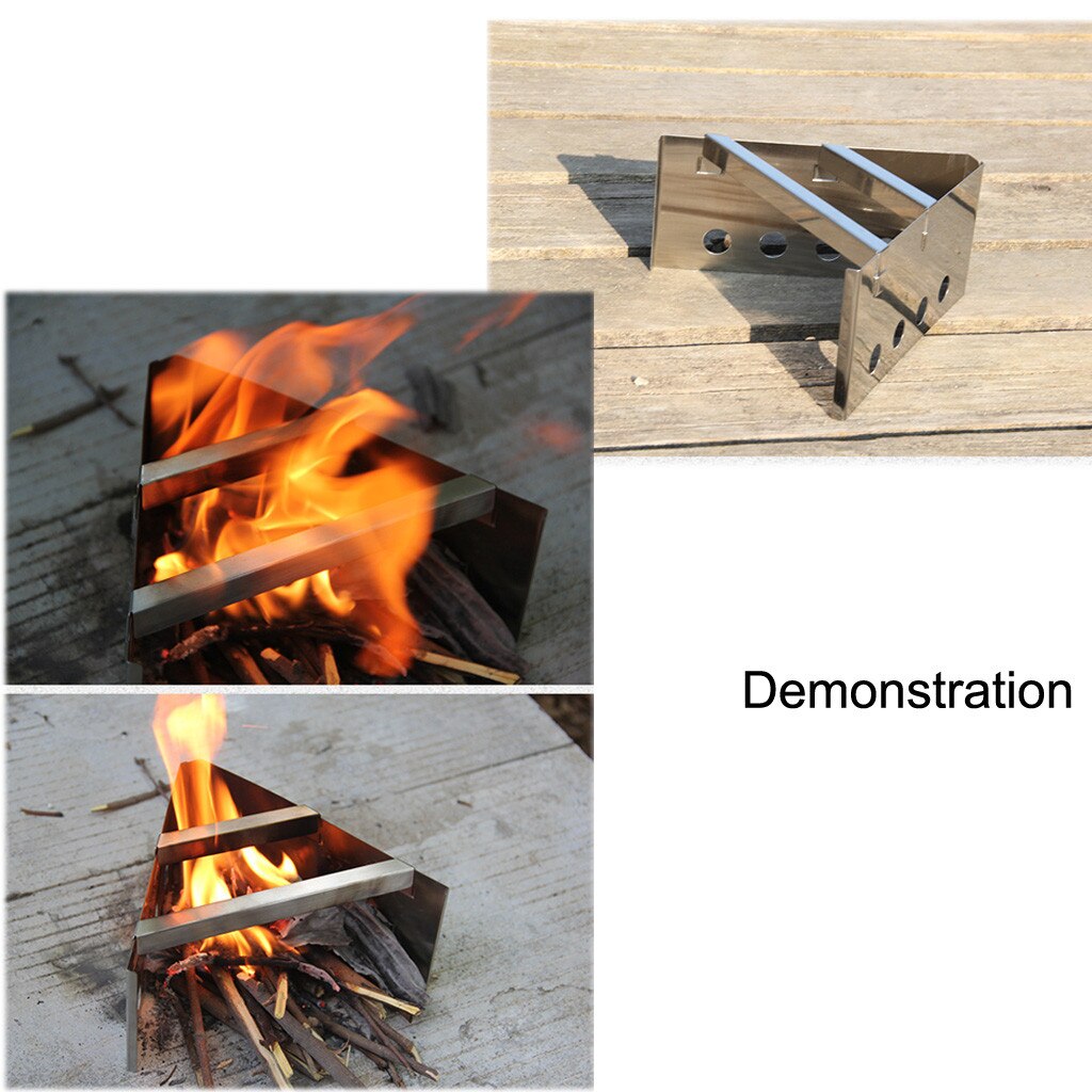 Foldable Wood Burning Stove Outdoor Cooking Camping Stainless Steel Stove Folding Pocket Alcohol Stainless Steel Stove#007