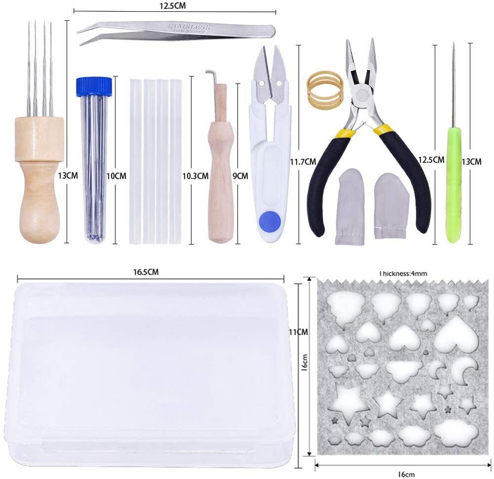 KAOBUY Needle Felting Kit Wool Needle Felting Kit Needle Felting Starter Kit DIY Needle Felt Roving with Instruction（40 Colors ）