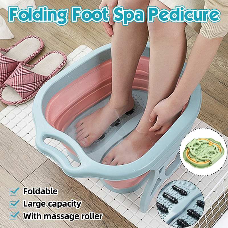 Bañeras portátiles plegables para pies, Cubo de masaje con espuma para pies, Sauna, bañera, pedicura, Plástico