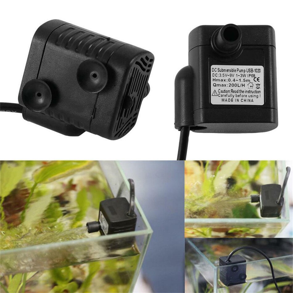 VOGVIGO DC3.5-9V 3W Brushless DC Submersible Water Pump USB Fountain Fish Tank Pump Usb Air Pump
