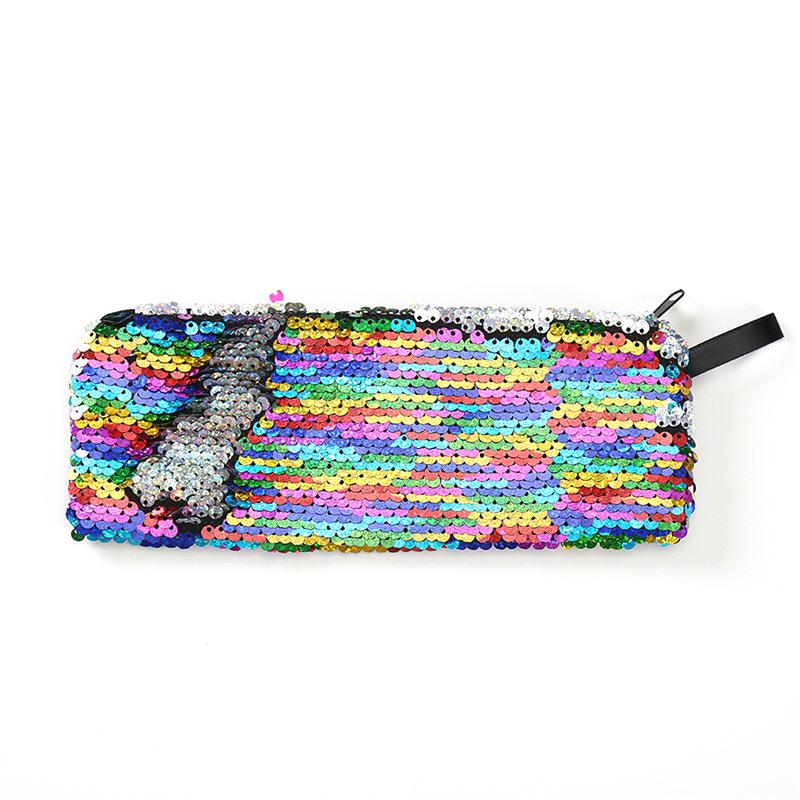 Colorful Pencil Case Reversible Sequin School Supplies Stationery Cute Pencil Box Pencilcase School Tools Pencil Cases: Rainbow