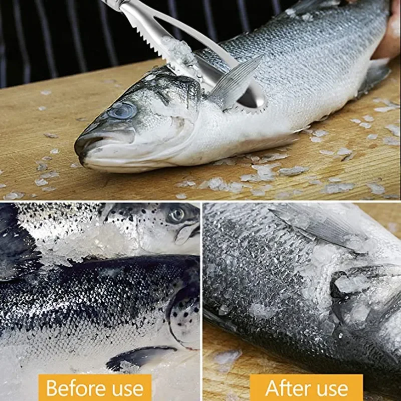 Acessórios de cozinha inoxidável escamas de peixe raspagem raladores remover rápido limpeza de peixe descascador raspador osso de peixe pinças ferramenta gadge