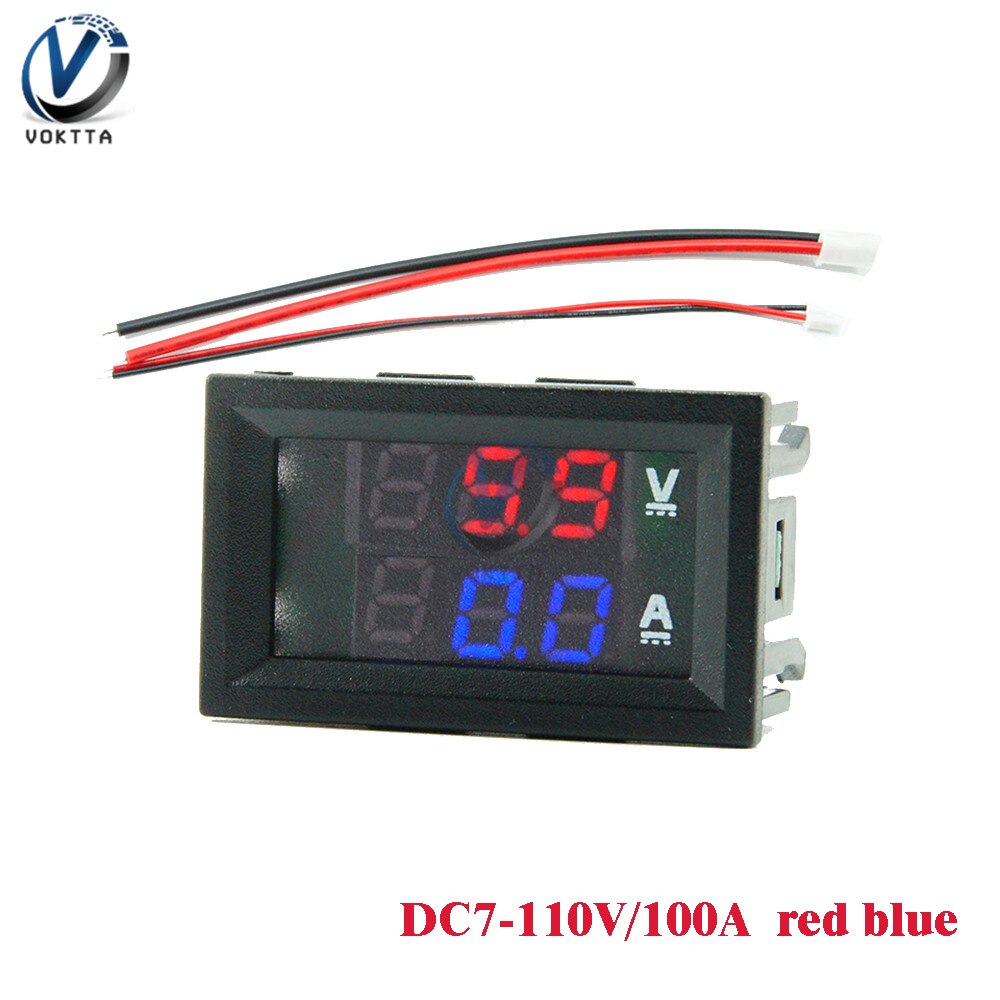 10 Pezzi Voltmetro Amperometro Digitale DC 0-100V 0-10A, Display LED Duale Rosso-Blu 0.28" - Mini Misuratore Di Tensione E Corrente Impermeabile - 3