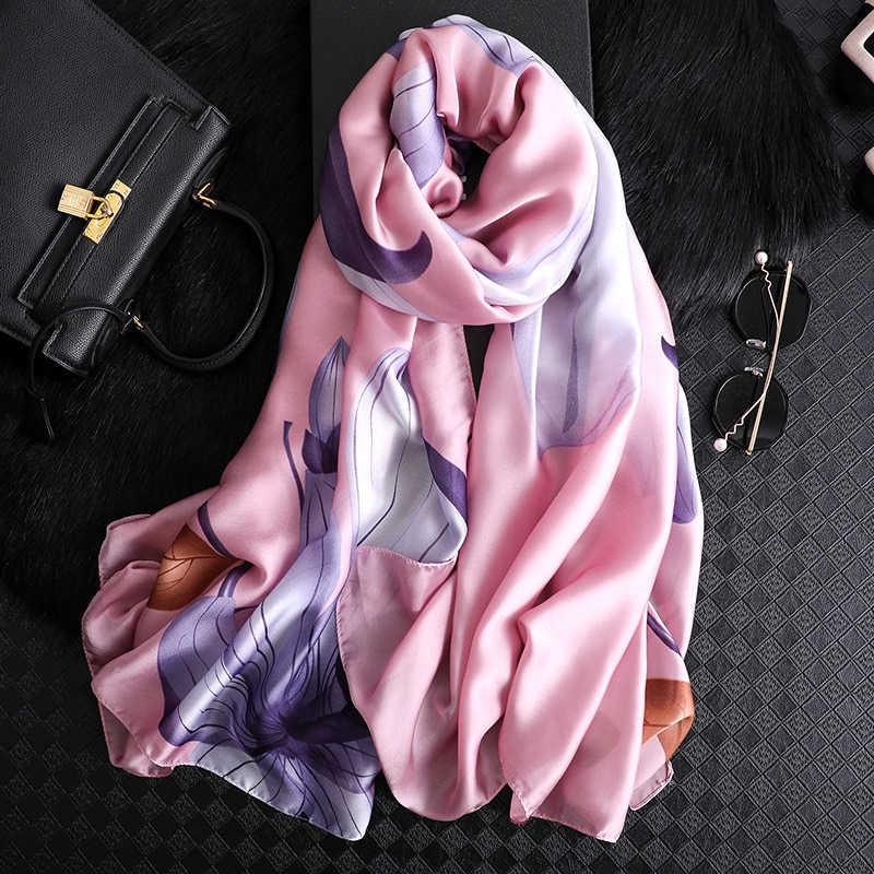 brand scarf silk for women floral printed shawls and wraps lady travel pashmina winter scarves hijab