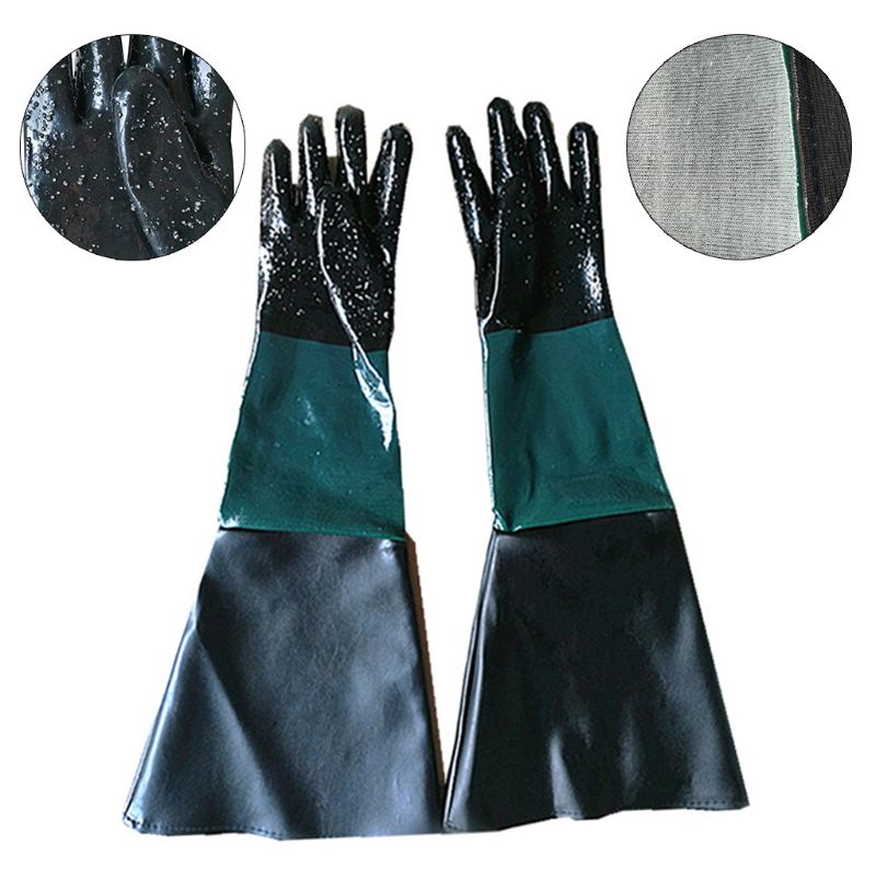 1 paar rubberen zandstraalzandstraalzandstraalhandschoenen voor zandstraalkasten Veiligheid 60 cm handschoen