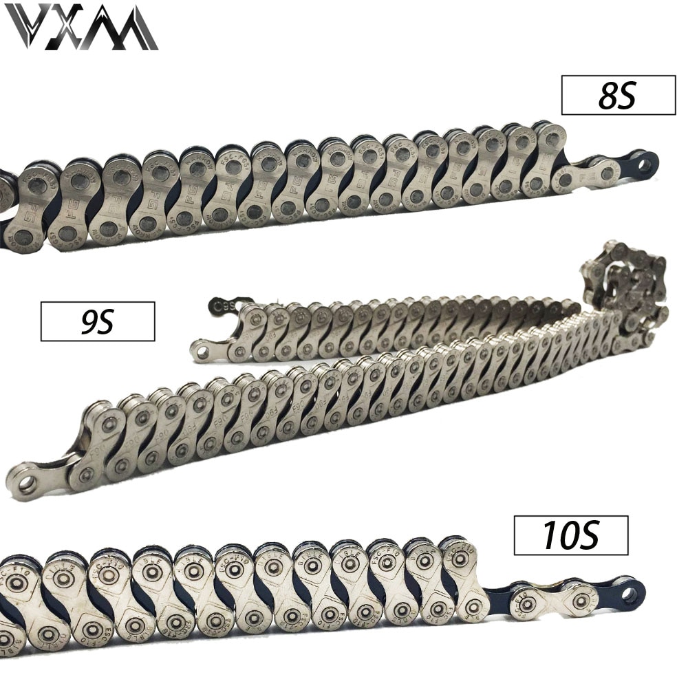 VXM chaîne de vélo 8/9/10 vitesses 116 liens pour vtt vélo de route Bicicleta pièces en acier placage complet cyclisme chaîne pièces de vélo