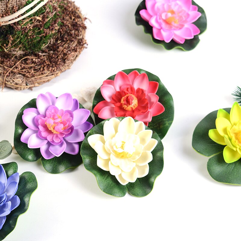 Lotus artificiel en mousse tactile, plantes de piscine flottante, lys blanc, pour jardin de mariage, décoration EVA, 10 Cm, 1 pièce