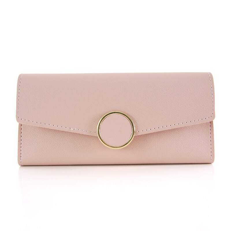Portafoglio moda Hasp femminile portamonete pochette donna lunga pelle Pu borsa a mano cerniera portafogli in metallo con decorazioni a cerchio