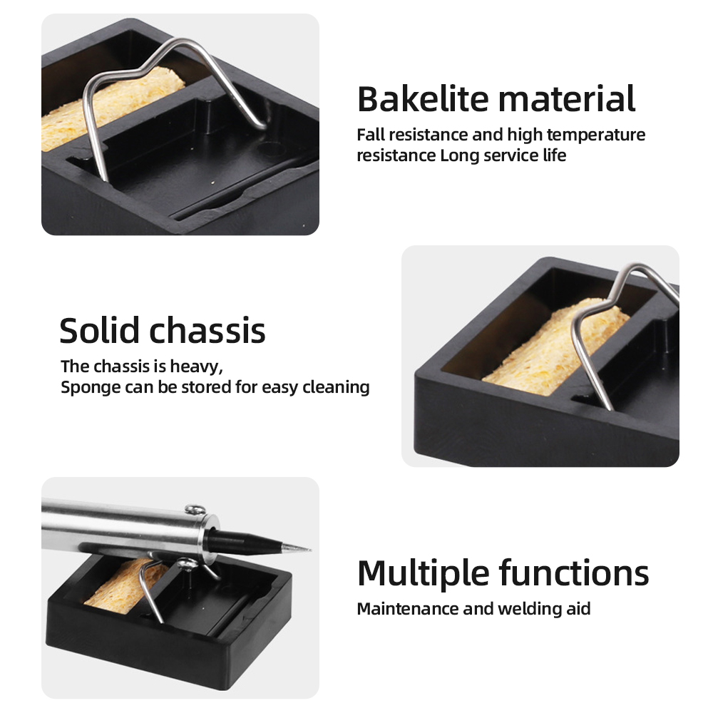 Soporte portátil de hierro para soldar, soporte de estaño para soldar con esponja de limpieza de soldadura, accesorios de soldador eléctrico