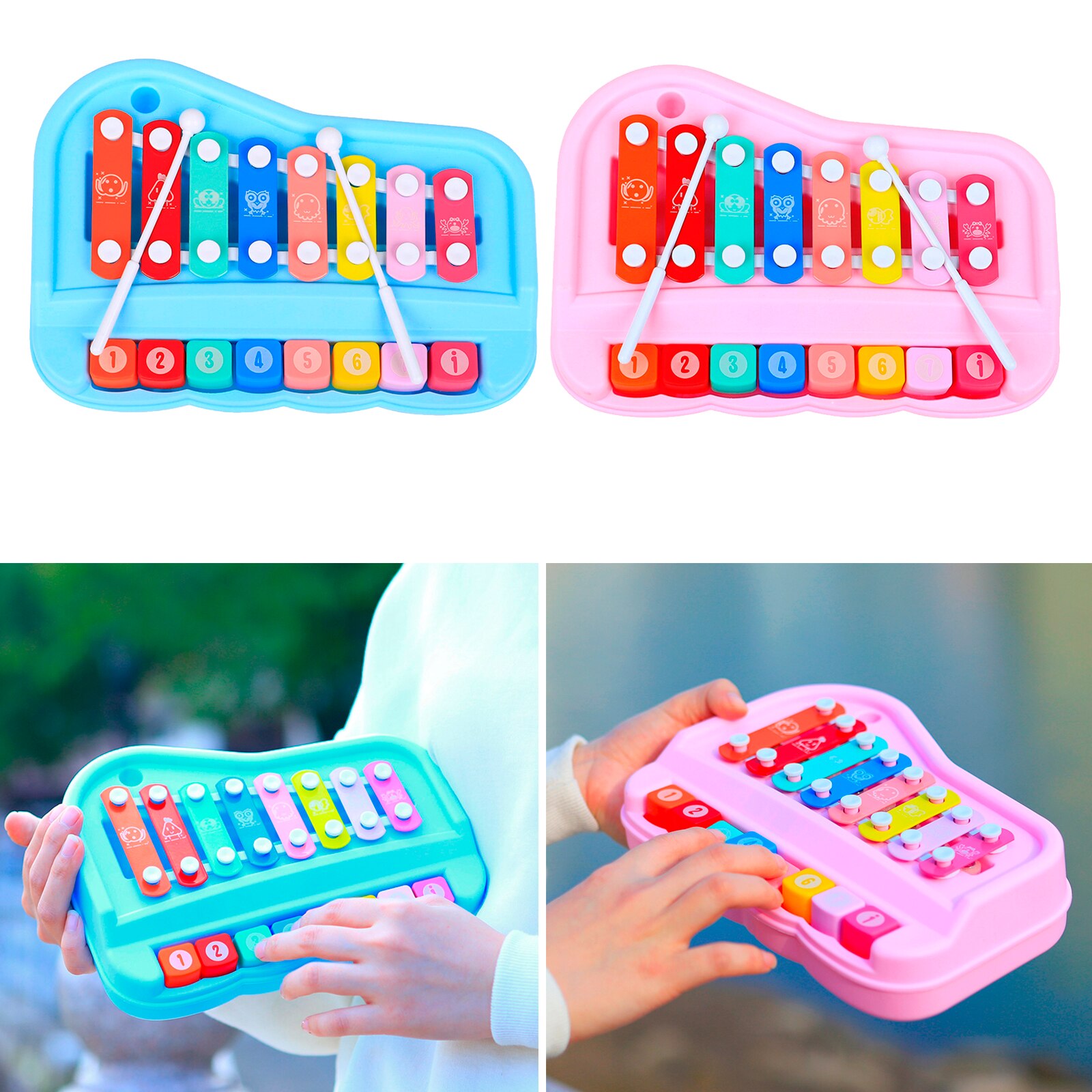 Wooden Xylophone Hitting Piano 8 Tone Kids Preschool Children
