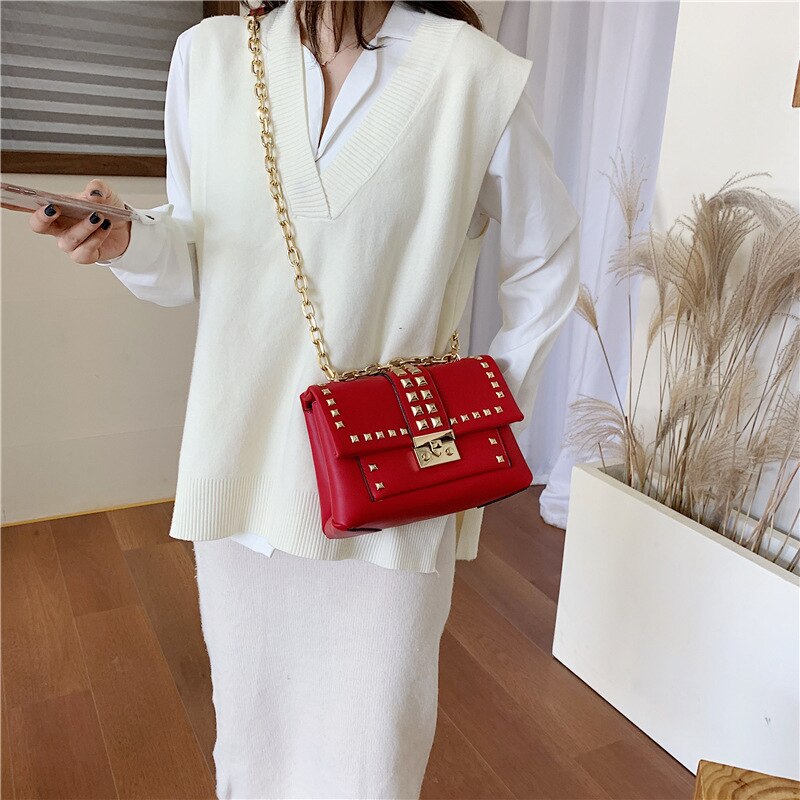 Original Rivet sac nouvelle coréenne serrure unique épaule sac de messager sac carré