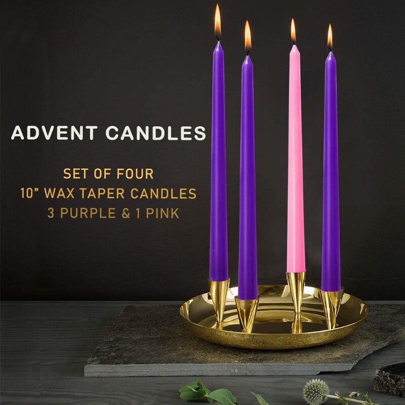 Tall Taper Candles 4 pcs Unscented Advent Taper Candle, Holidays, Church, Celebr J60C