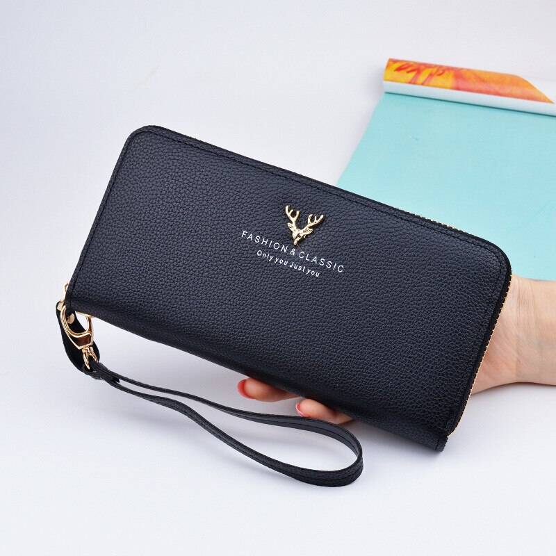 Women Female Purse Wallet Female PU Leather Long Wallet Purse Black / Red / Blue / Green / Gray Famous Brand: Black