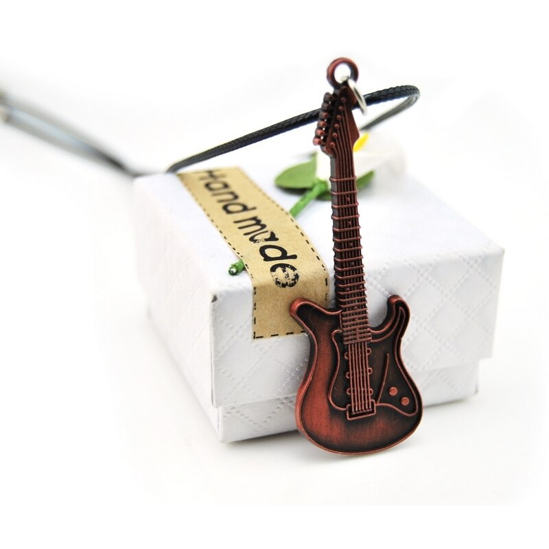 Meisjes Retro Gitaar Choker Ketting Vrouwen Leuke Lederen Ketting Vintage Gitaar Hanger Ketting Vrouwelijke Sieraden Vrienden
