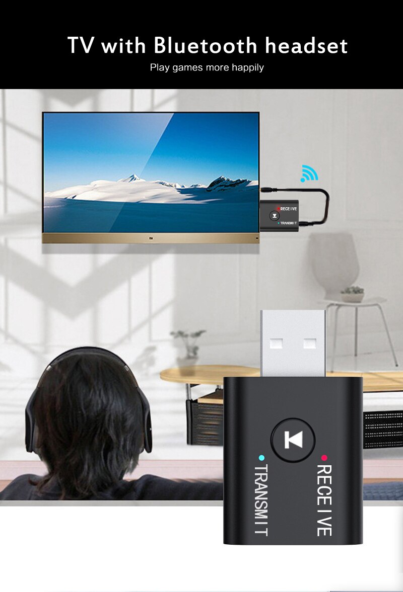 Mini Wireless Bluetooth Receiver Adapter 5.0 Audio Transmitter Stereo Bluetooth Dongle Aux Usb 3.5 Mm For Laptop Tv Pc: Default Title