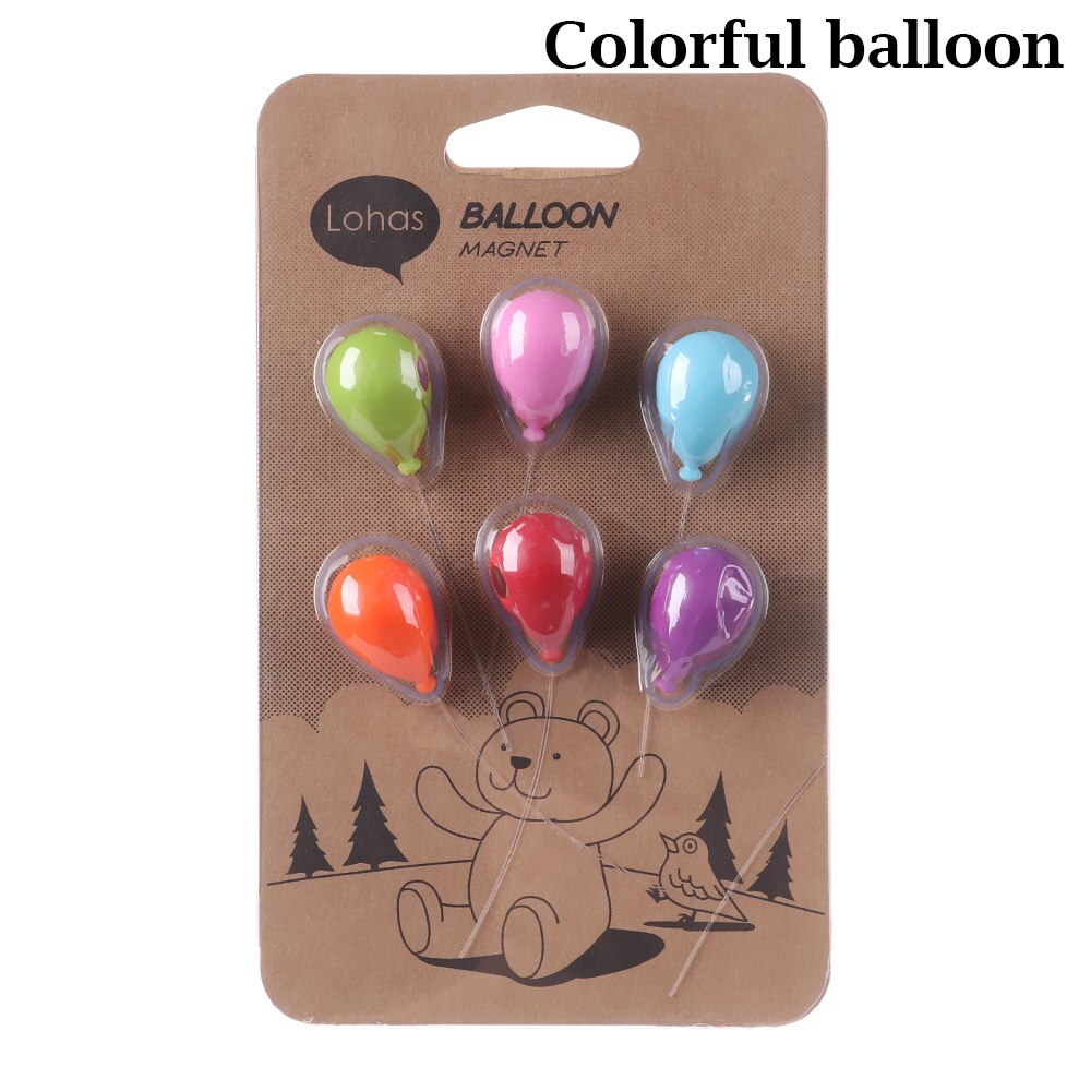 3D Resin Fridge Magnet Cartoon Food Shape Refrigerator Ornament Kitchen Tools White Board Accessories Home Decoration: balloon