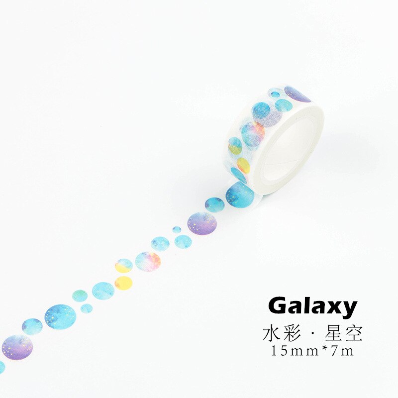 Akvarel papir washi tape 15mm farve hjerte diamant ballon galakse selvklæbende malertape dekoration klistermærker hjemme diy kunst  f147: Galakse